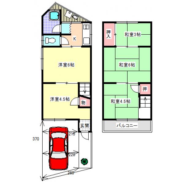 太秦多藪町貸家の間取り