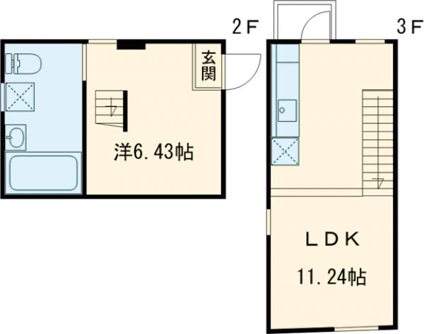 双葉町のアパートメントB棟の間取り