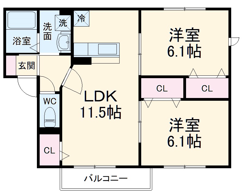曽屋の完工年月(2016年3月)築の賃貸アパートの間取り