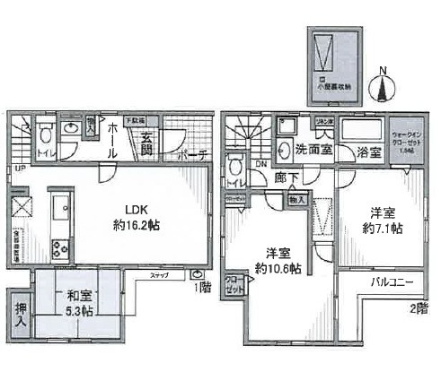 温水西1丁目戸建の間取り