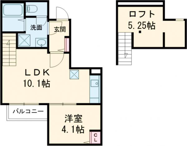 CocoCalm 竹下(ココカルム)の間取り