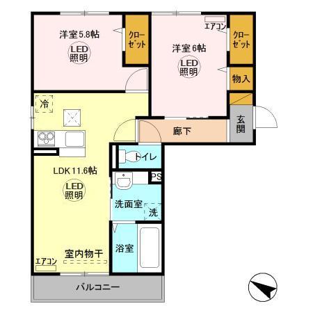 ラヴィーヌみどりのの間取り