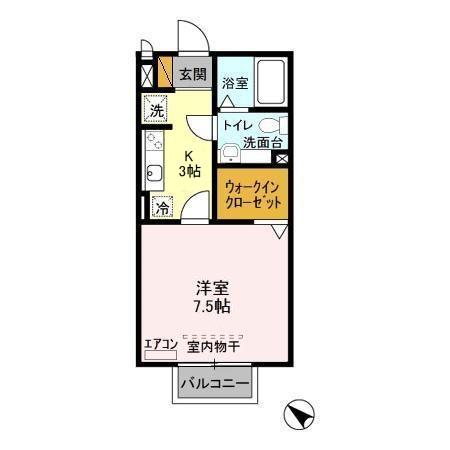 フローラ石宮・202号室の間取り
