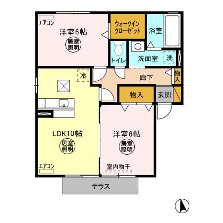 リビングタウンみどりの Dの間取り