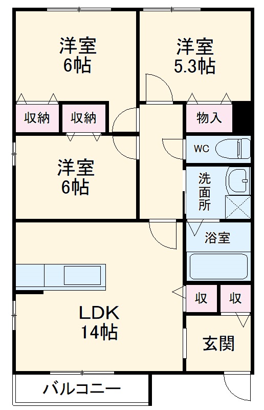プリオール牧野Ⅲの間取り
