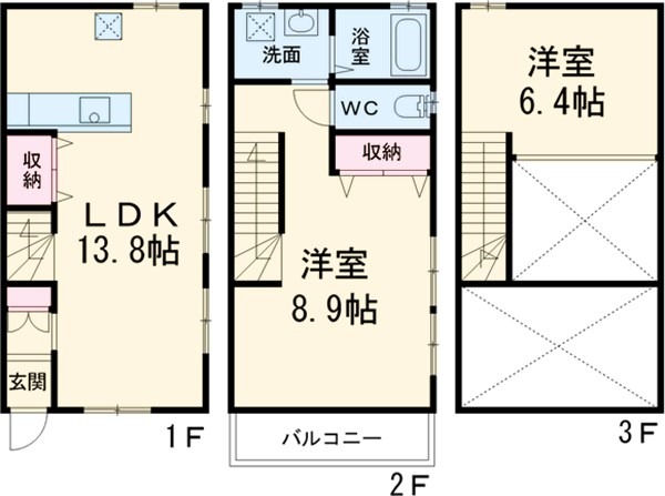 メゾネット元今泉Bの間取り