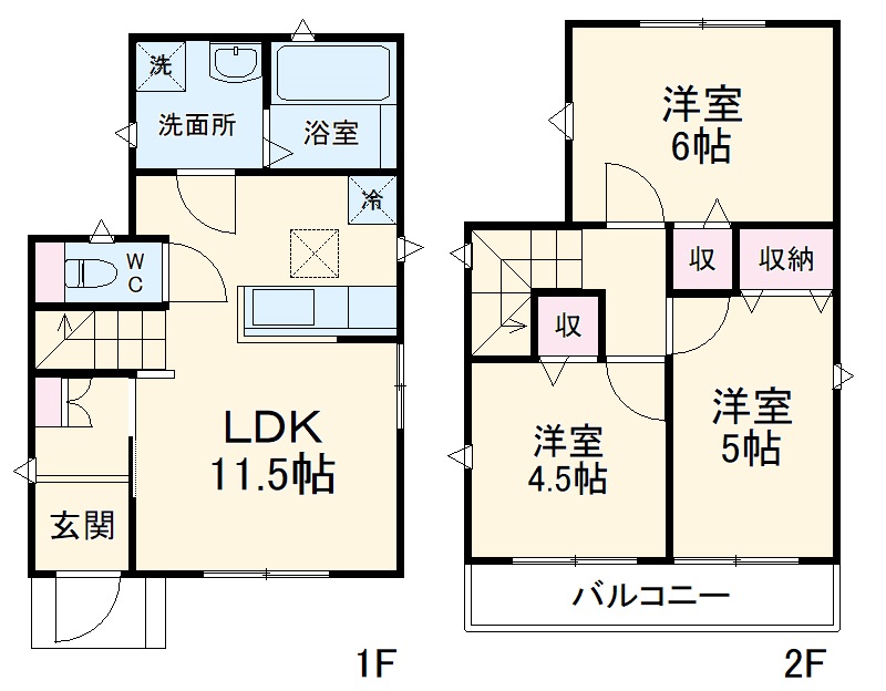 三室大古里緑地台住宅 H棟の間取り