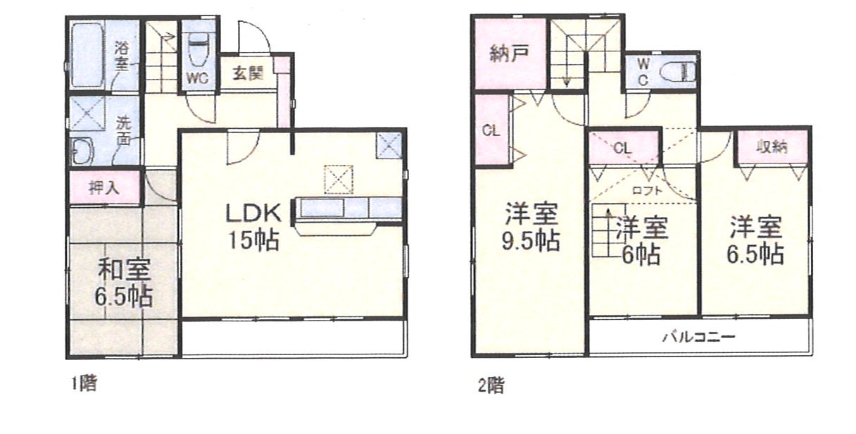 千波町戸建の間取り