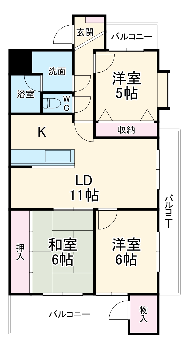 JINハイツ富田浜の間取り