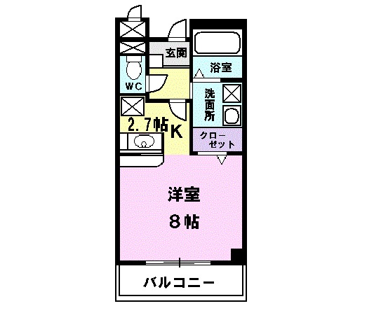 グリシーヌ１番館・04010号室の間取り