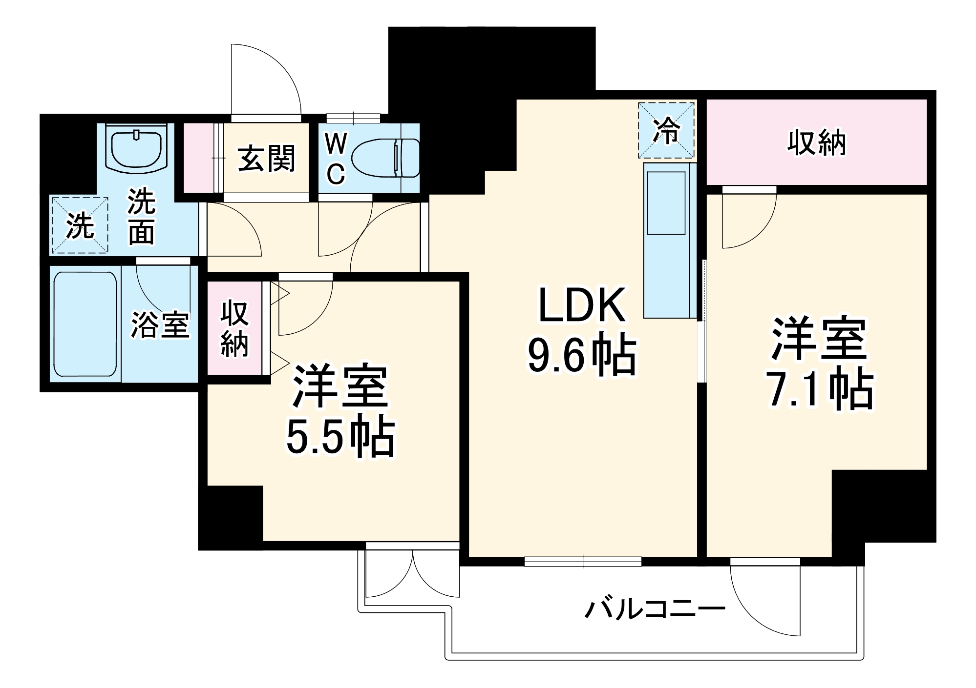 茶町の完工年月(2015年3月)築の賃貸マンションの間取り