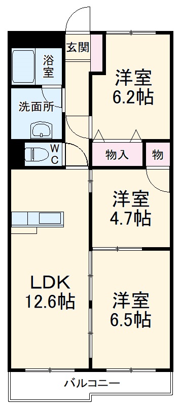 稲川の完工年月（2001年10月）築の賃貸マンションの間取り