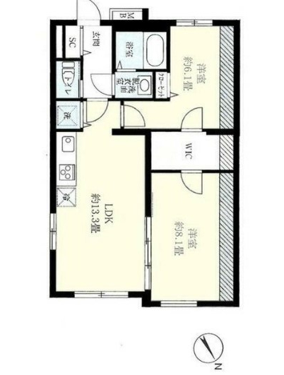 ウェルスクエアイズム荻窪・502号室の間取り