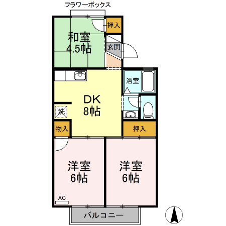 スカイハイツ小野の間取り
