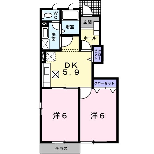 プラシード上ノ山 Aの間取り