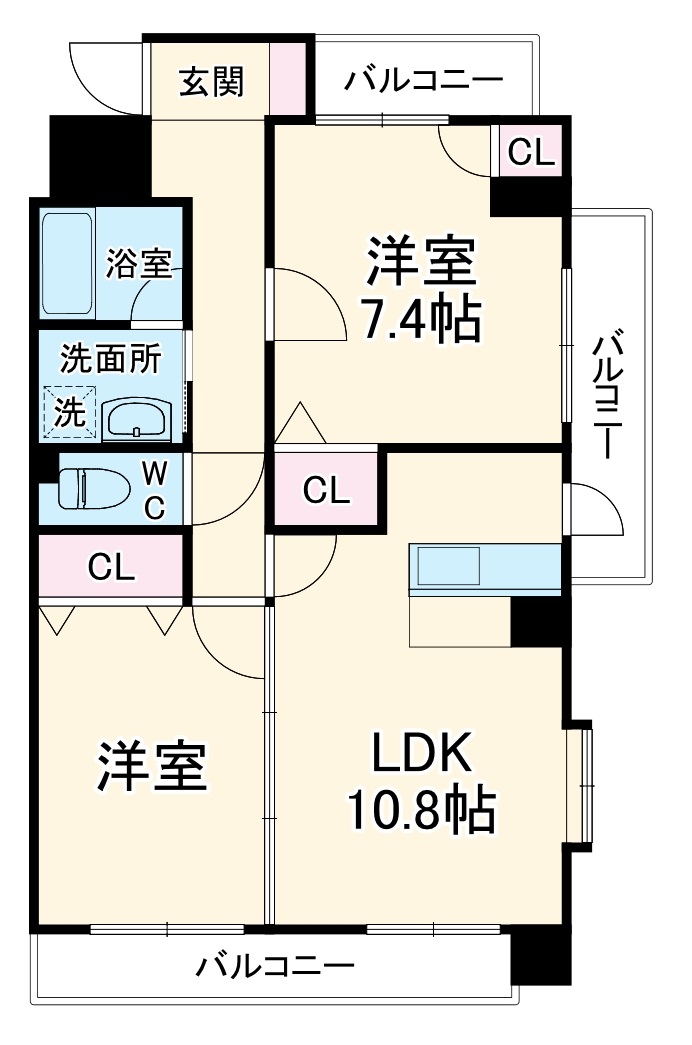上高畑コーポ丸万の間取り
