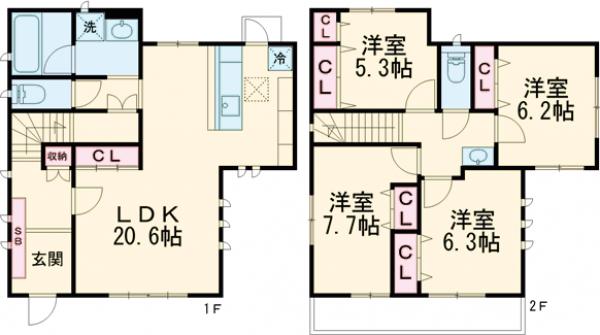 奥沢戸建貸家の間取り