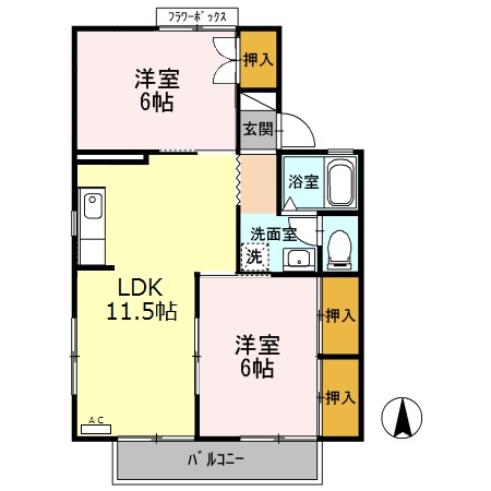 セジュールおおはしBの間取り