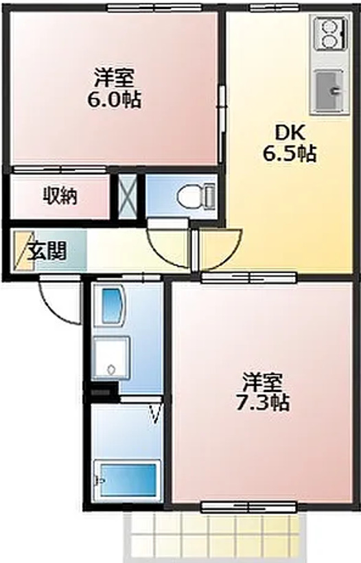 セゾンハトリ Bの間取り