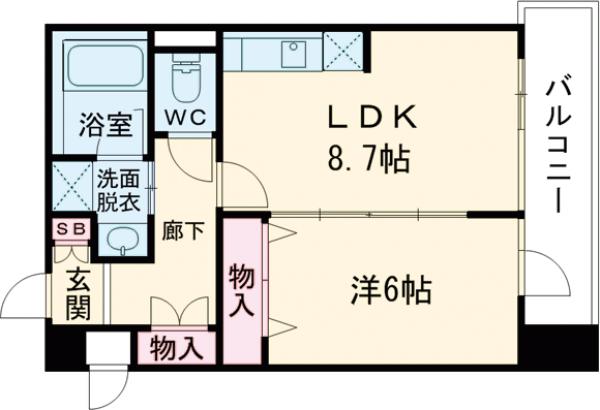 クロスフォート砧・209号室の間取り