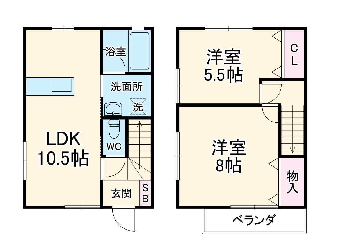 サウスコート中田　Ｂ・1号室の間取り