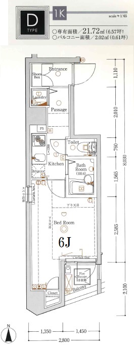ジーベック中延・403号室の間取り