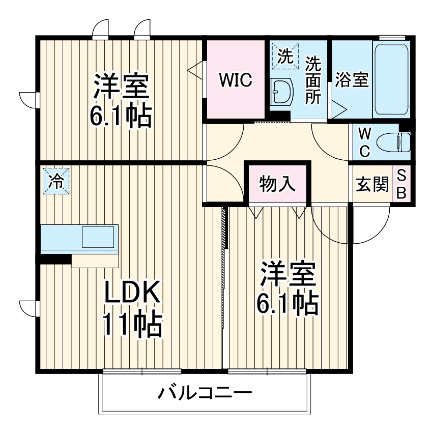 ラフレ仲道　Ｆの間取り