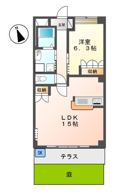 ガーデニングヒルズ北野３４５の間取り