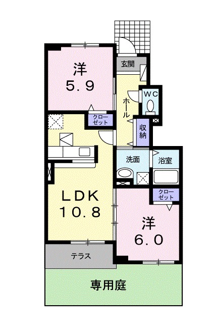 レジデンスイナリAの間取り