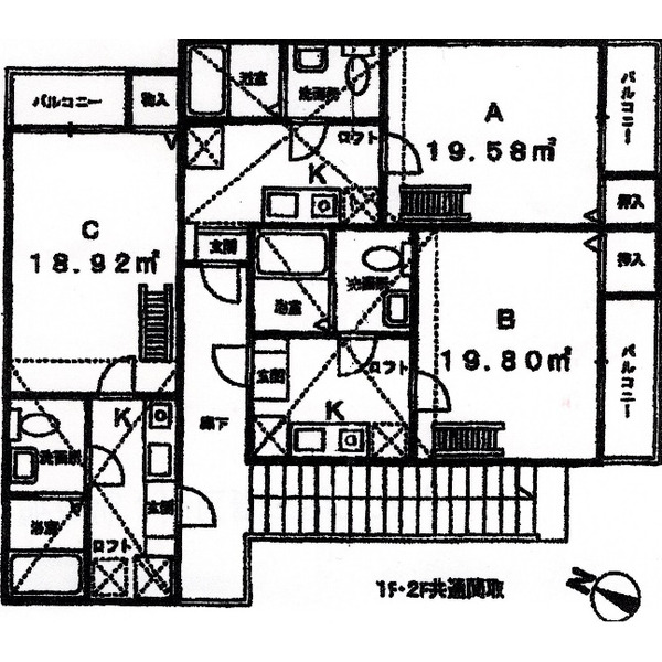 リヴェールＦ・Ｐ・Ｎ　（リヴェールエフピエヌ）・201号室の間取り
