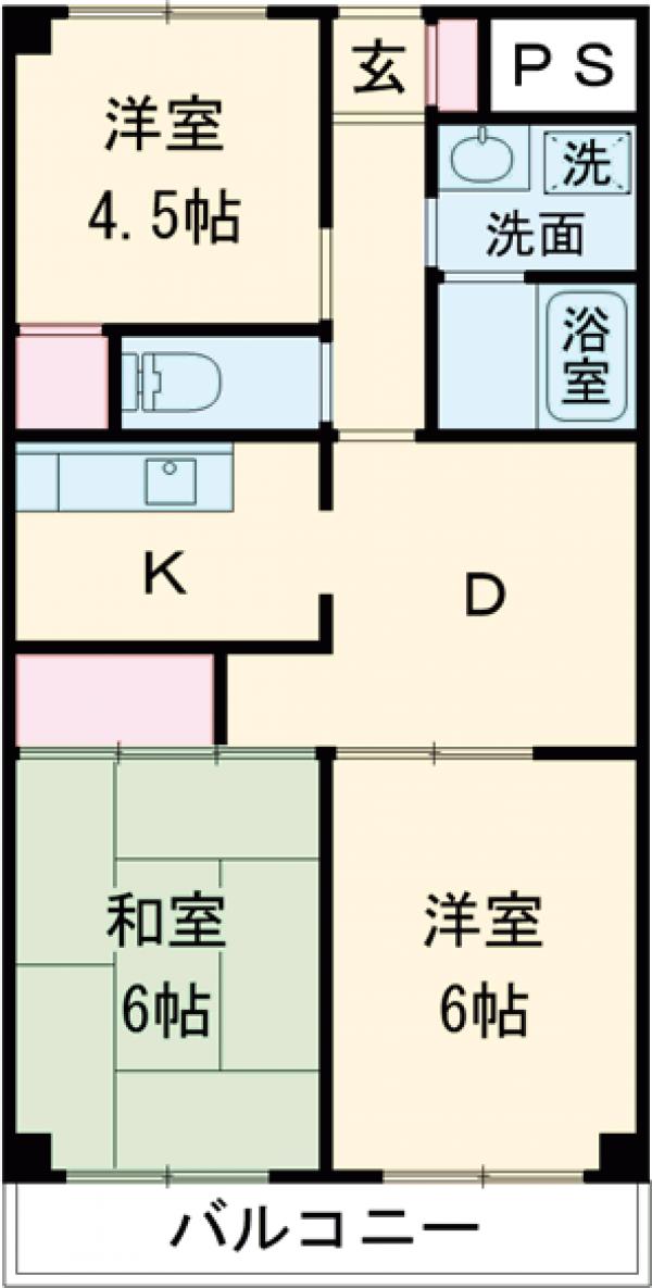 東葛西の完工年月(1995年2月)築の賃貸マンションの間取り