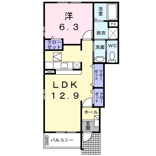 プラシード　Ⅱ・01010号室の間取り