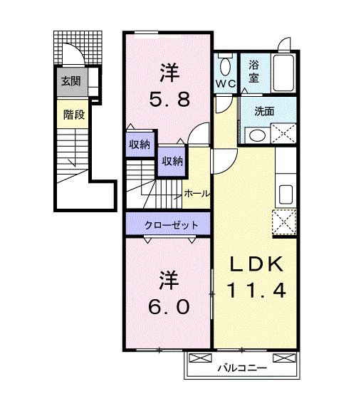 プラージュ Aの間取り