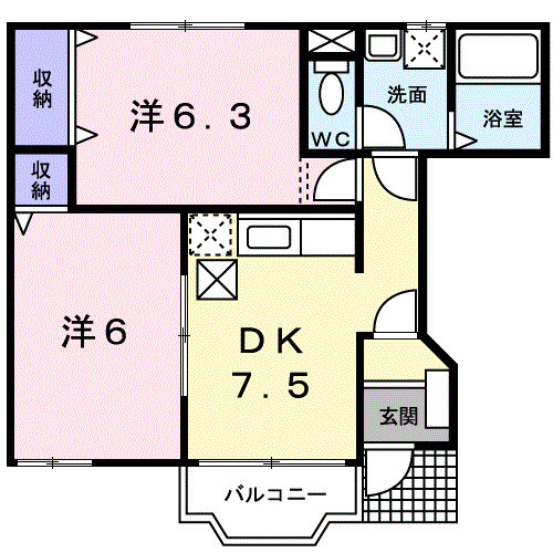 ソレアード笹山Ⅱの間取り