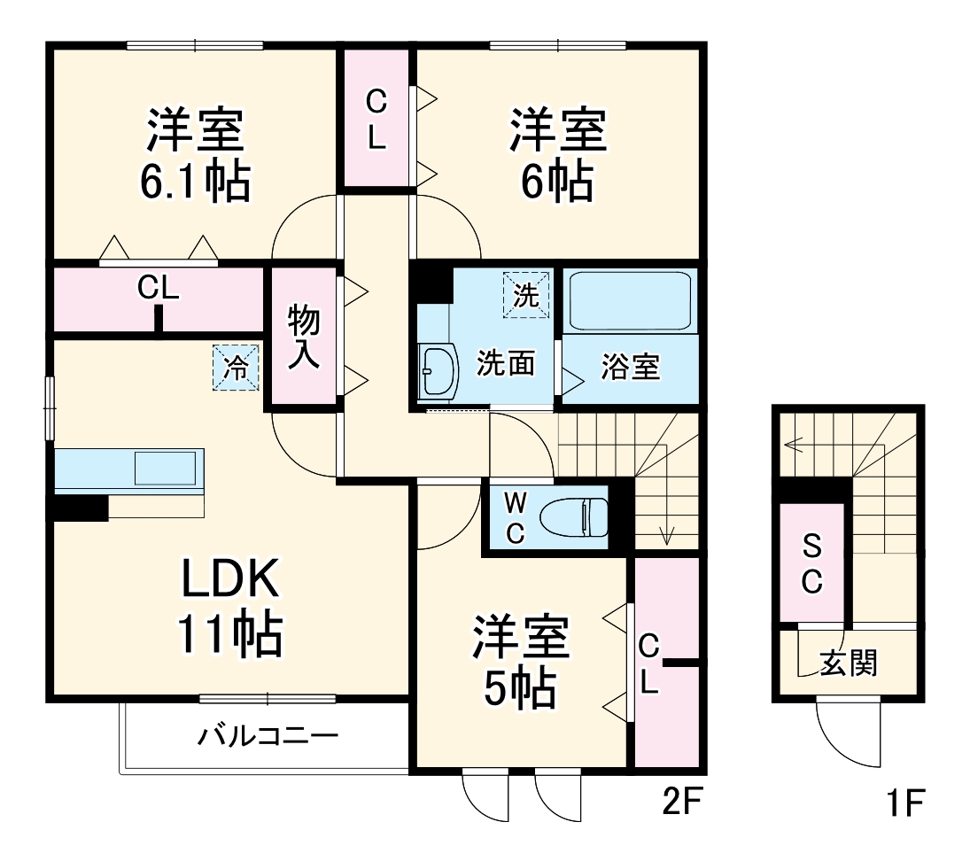 曽屋の完工年月（2015年11月）築の賃貸アパートの間取り