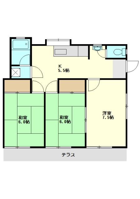 的場平塚第2アパートの間取り