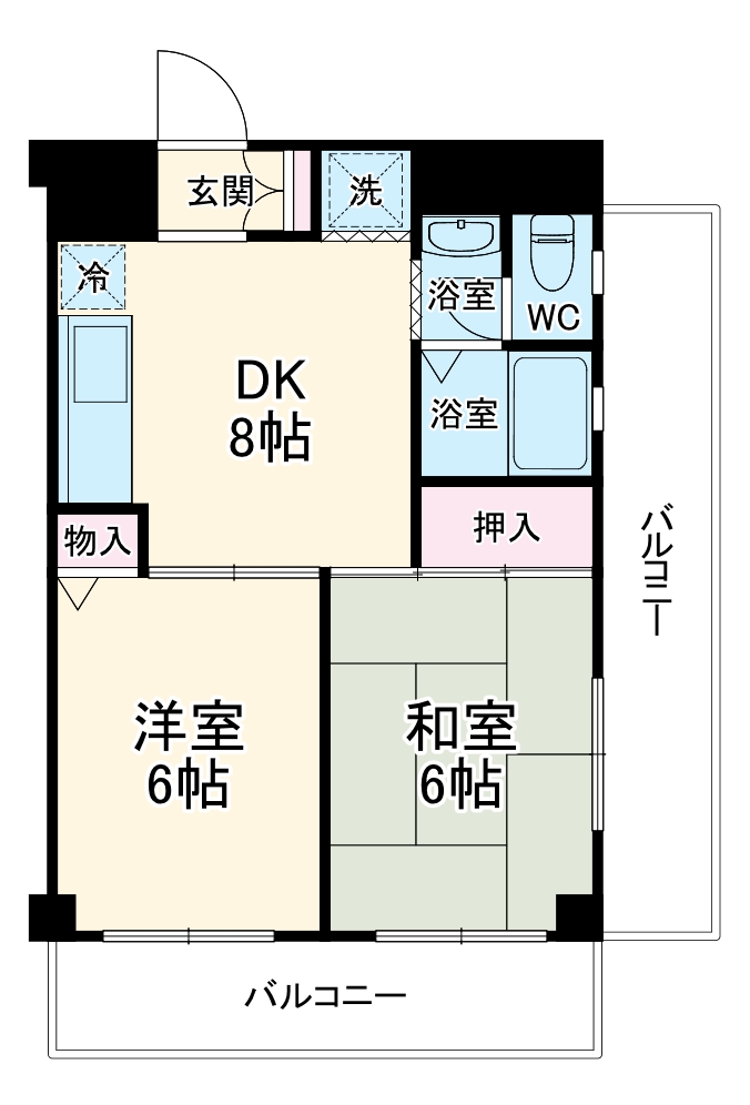 大久保の完工年月(1986年4月)築の賃貸マンションの間取り