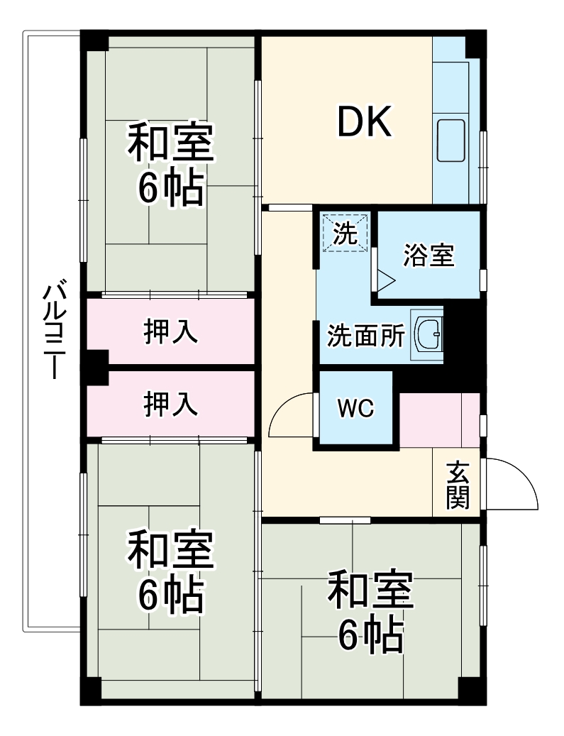 ビレッジハウス二宮　２号棟・104号室の間取り