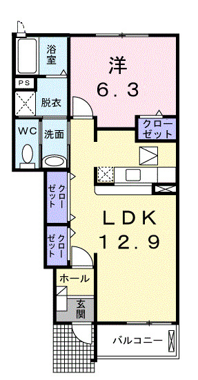 エレガンテ クローネ Aの間取り