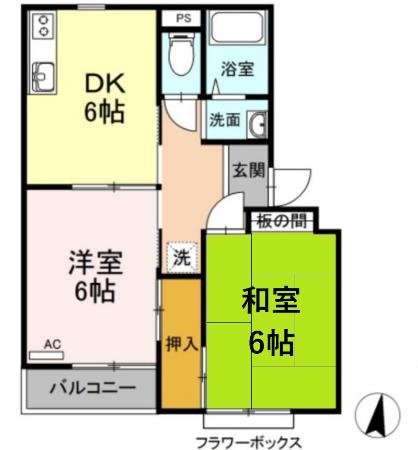 大川マンション・302号室の間取り