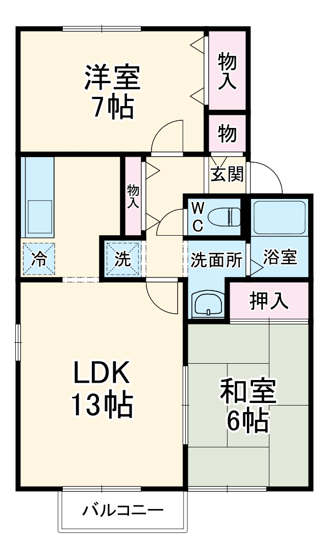 前貝塚町の完工年月(1999年9月)築の賃貸アパートの間取り
