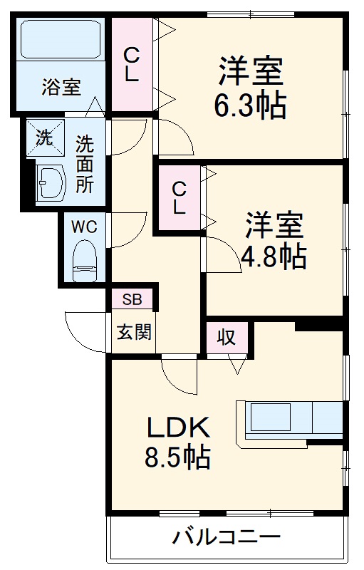 ボンヌジュルネ Aの間取り