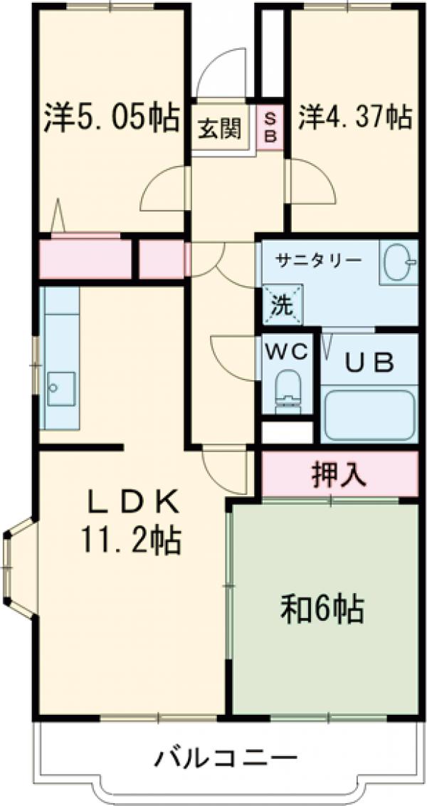 第２かしの木ハイツ・207号室の間取り