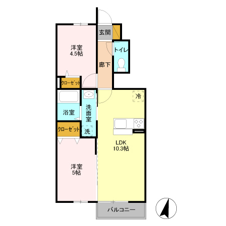 サンモール(新宿町)の間取り