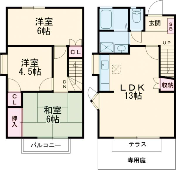 金井ビューヒルズB棟の間取り
