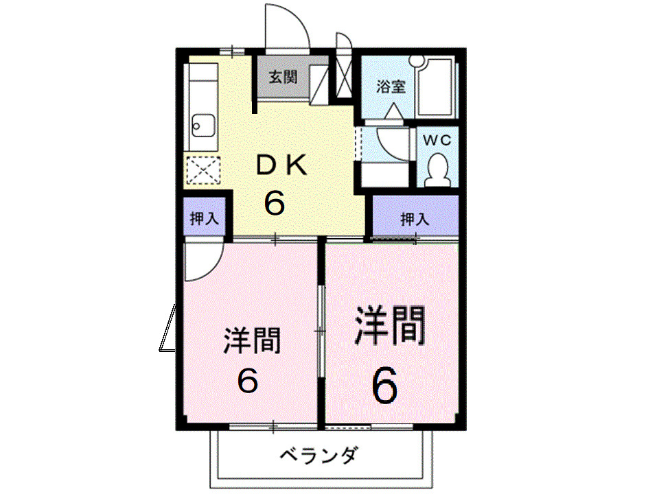 片岡ハイツBの間取り