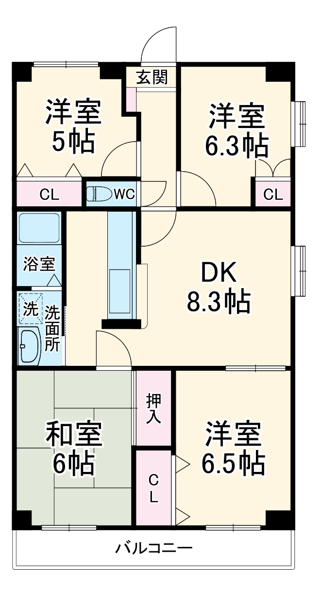 セジュール妻田の間取り