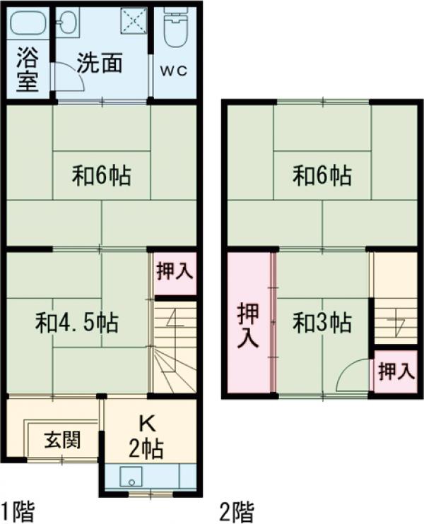 松尾鈴川町貸家 北4軒目の間取り