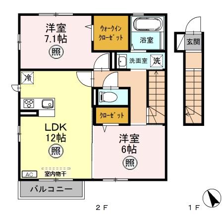 グリーンコートＳ・203号室の間取り
