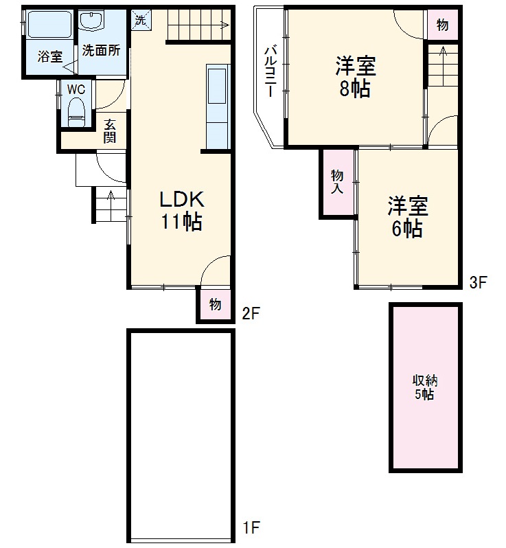桂稲荷山町A貸家の間取り